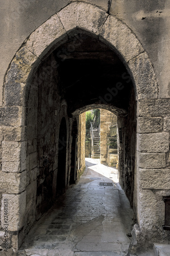Little alley in the medieval Provencal village of Roquebrune Cap Martin in French Riviera