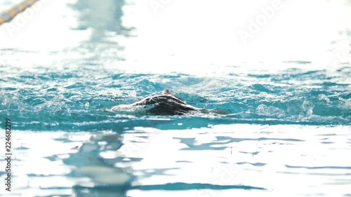 Wallpaper Mural Disabled man swims on the back in a swimming pool Torontodigital.ca