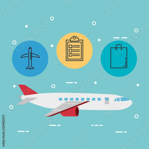 airplane with delivery service icons