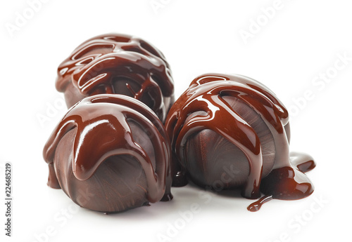 chocolate truffle balls macro photo