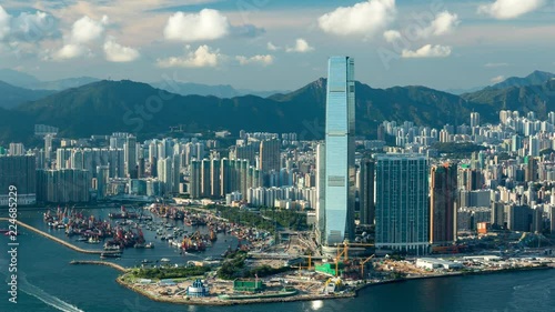 Beautiful West Kowloon skyline in Hong Kong - Hpyerlapse