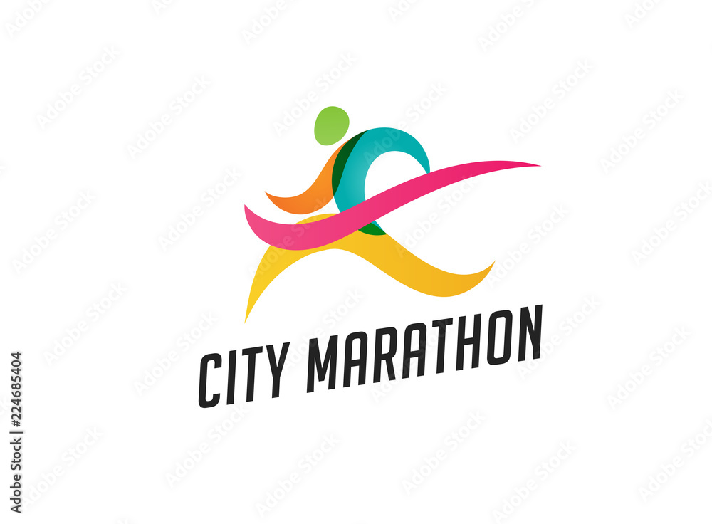 Obraz premium Run icon, symbol, marathon poster and logo