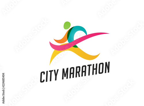 Run icon, symbol, marathon poster and logo