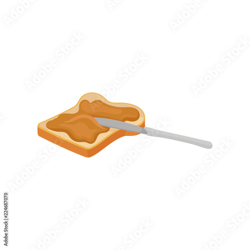 Toast with peanut butter vector Illustration on a white background