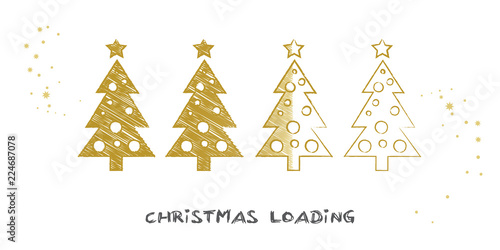 Ladebalken Weihnachten Vekror Illustration mit goldenen Weihnachtsbaum auf weißem Grund