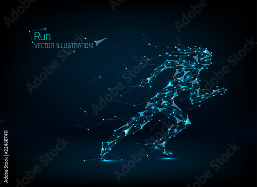 Abstract vector of running woman. Run, sport, fitness. 