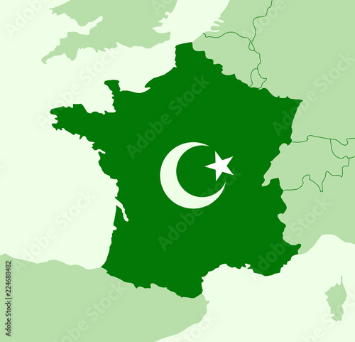 Islam and islamic religion in France - muslims in the country. Religion and religious believers in the European state. Vector illustration
