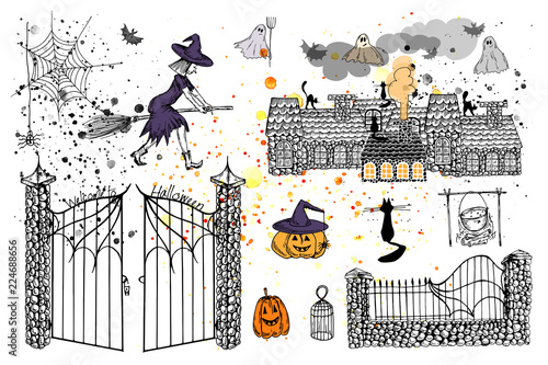 Vector objects set. Welcome to halloween. Element of design.