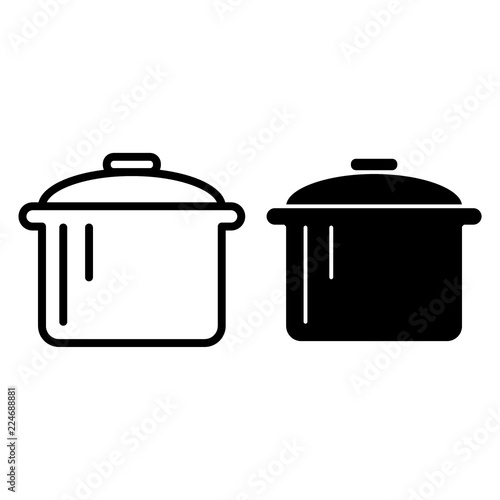 Pot line and glyph icon. Saucepan vector illustration isolated on white. Casserole outline style design, designed for web and app. Eps 10.