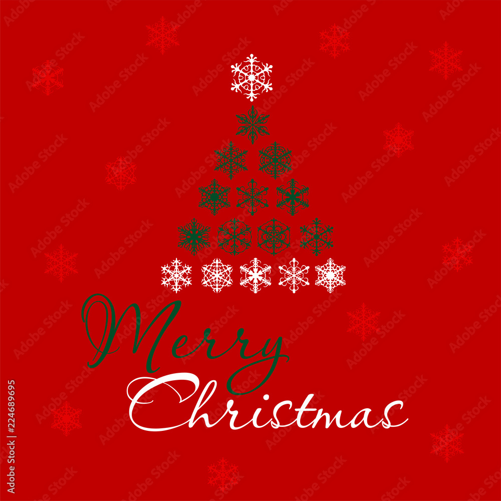 Merry Christmas. Christmas tree lettering. Vector illustrarion