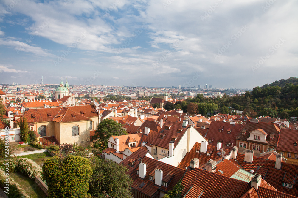 European houses from above, Cityscape prague, Czech Republic