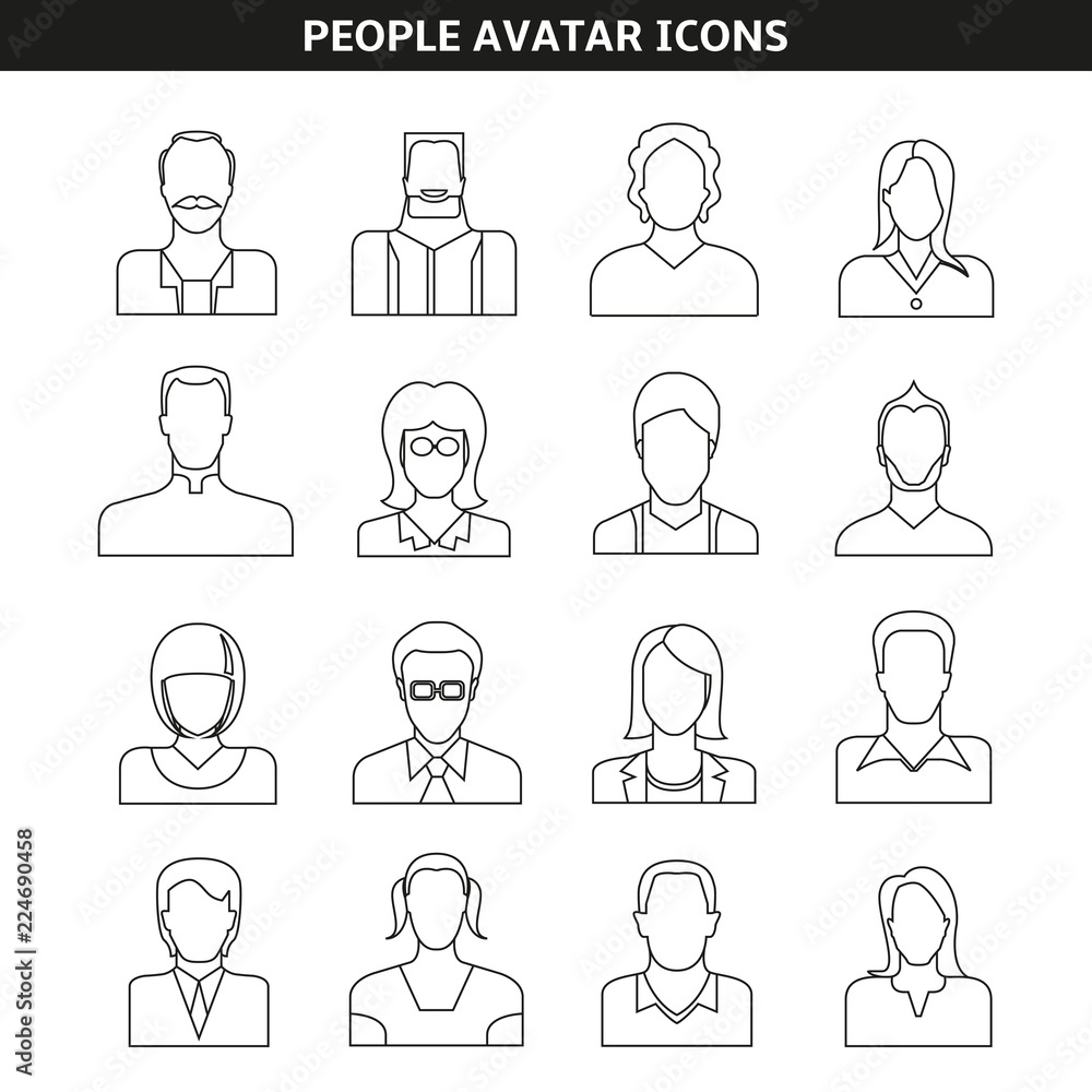 people avatar icons line style people avatar icons line style