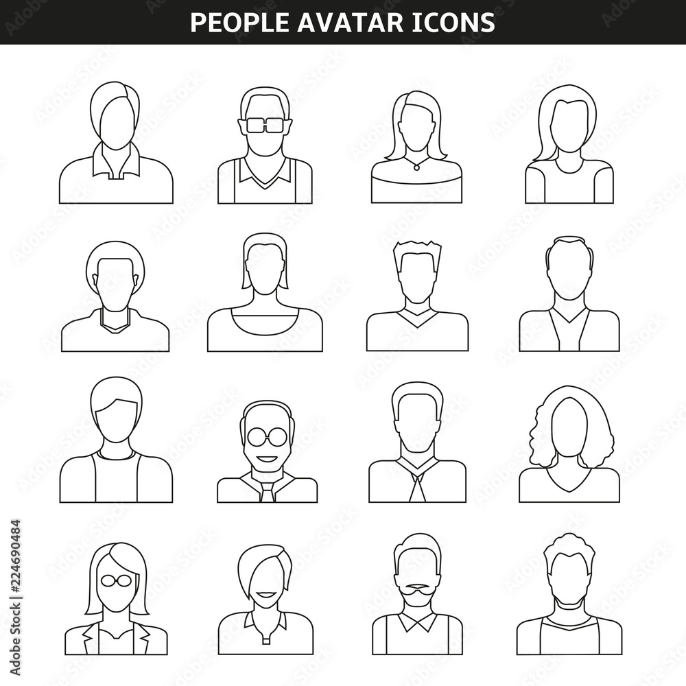 people avatar icons line style people avatar icons line style