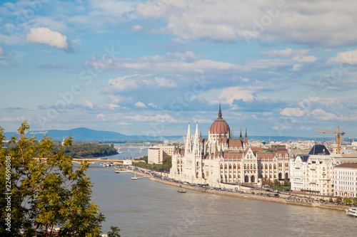 Budapest Parliament view with Danube river and City, Hungary © Haider Azim