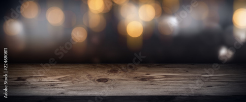 Christmas background with wooden table