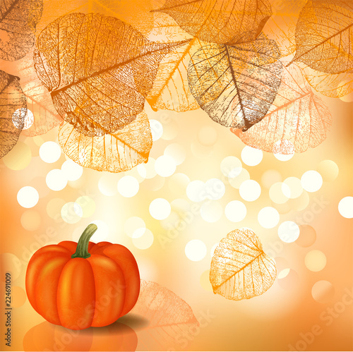 Festive background with pumpkin photo