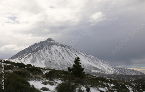 Snowy Teide volcano
