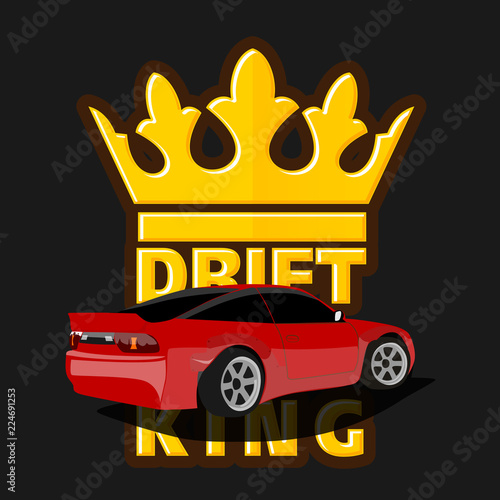 Fotografie Drift car logo, drift king emblem, label, poster or design print.