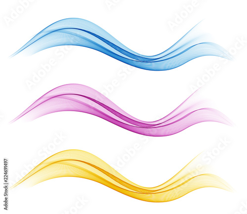 Set of Abstract vector flow transparent color wave. © marigold_88