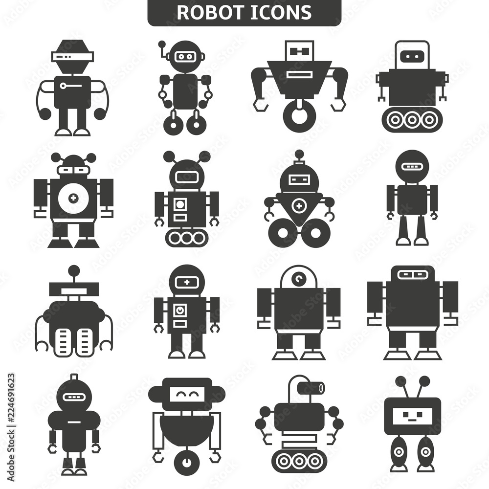 robot icons set robot icons set