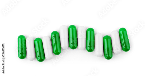 Piles of pills and capsule on white background, isolated