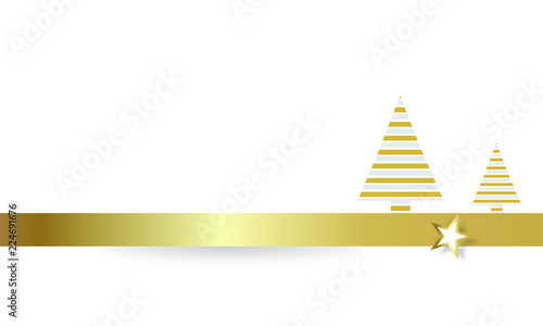 Gold Band Banner Tannenbaum Weihnachtsbaum Stern Hintergrund Modern Weihnachten