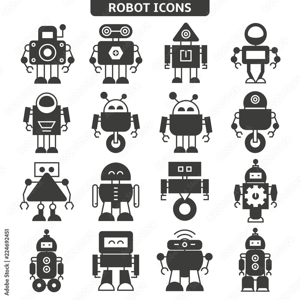 robot icons set robot icons set