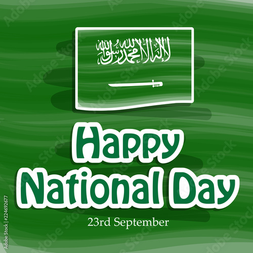 illustration of Saudi Arabia flag with Happy National Day text on the occasion of Saudi Arabia National Day 