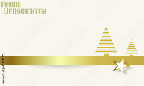Weihnachtskarte Gruß Frohe Weihnachten Gold Band Hintergrund Weihnachtsbäume Stern