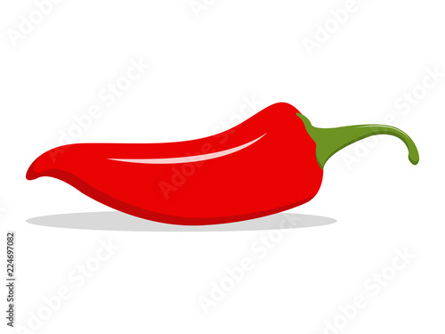 Red hot natural chili pepper illustration. Design for grocery, culinary products, seasoning and spice package, recipe web site decoration, cooking book. Vector Icon