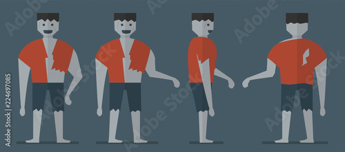Character design of frankenstein for Halloween day, 31 October, Vector illustration isolated on dark blue background.
