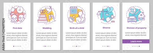 Relationships development onboarding mobile app page screen with