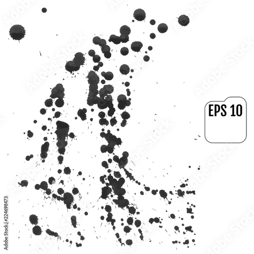 Set of black blots and ink splashes isolated on white background. Abstract elements for design in grunge style.