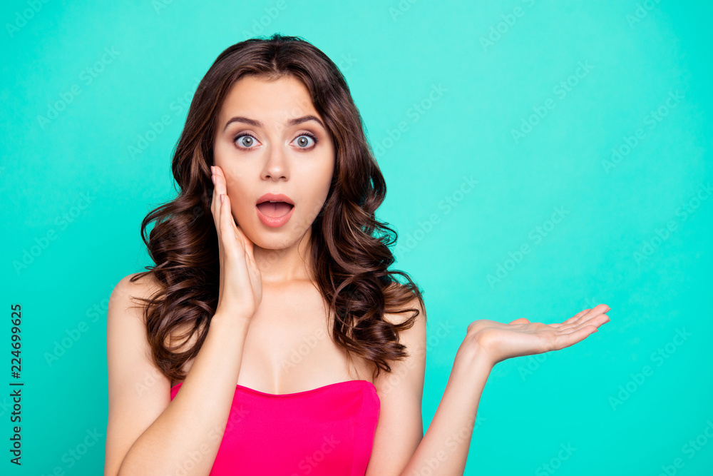 Fototapeta premium Portrait of nice eager positive attractive lovely adorable charm