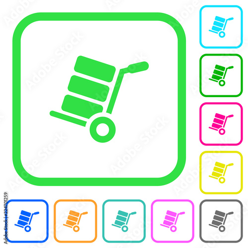Obraz w ramie Hand truck with boxes vivid colored flat icons