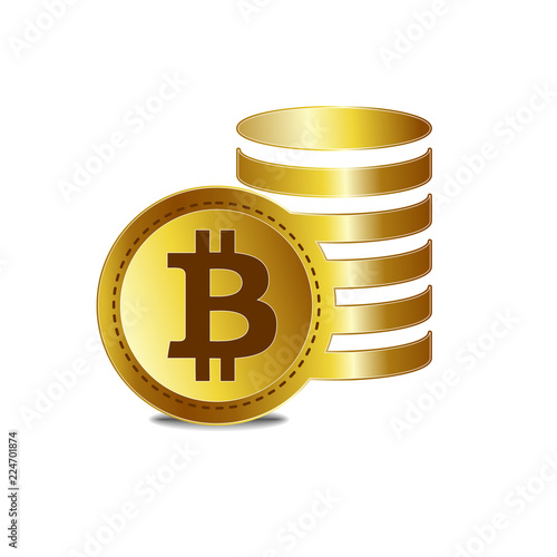 Bitcoin. Physical bit coin. Digital currency. Cryptocurrency. Coin with bitcoin symbol. Bitcoin with flat design style. stock vector illustration.