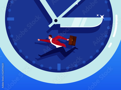 The hour hand turns into a sharp knife to catch up with the businessman