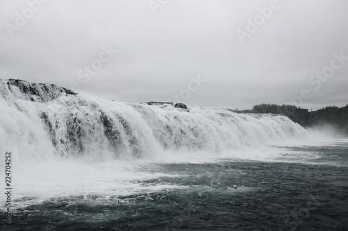 Rapid mountain Faxi waterfall in Iceland