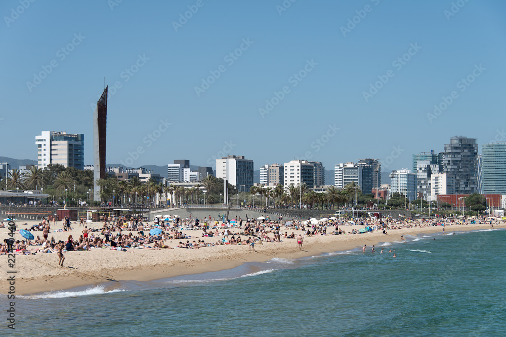 The beach and the seafront of Barcelona