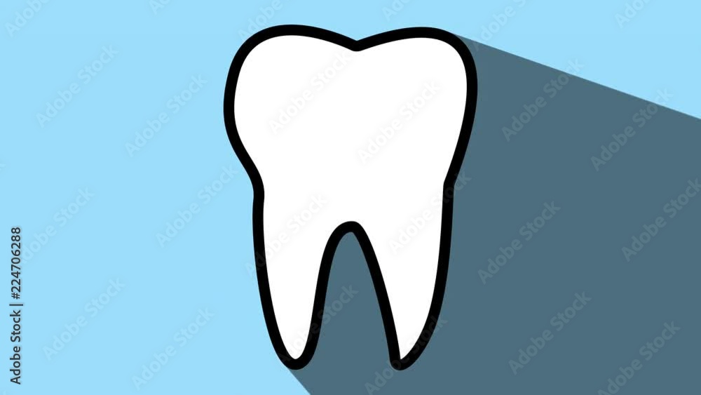 Tooth dental icon long shadow blue