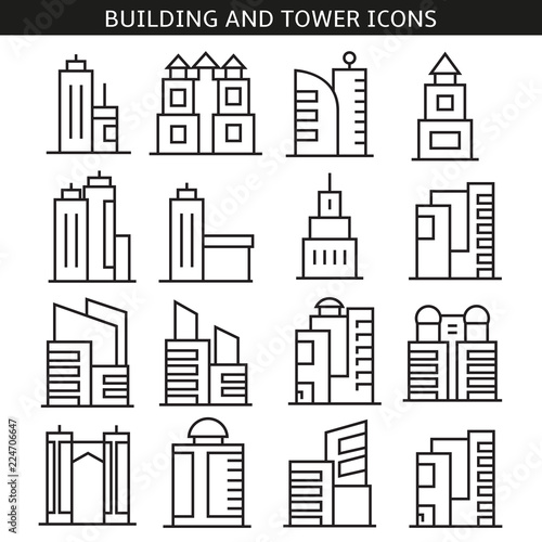 building and tower icons