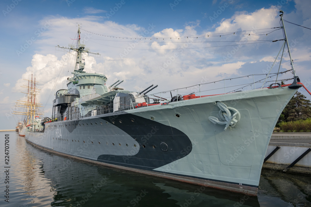 Ship museum Grom class destroyer ORP Blyskawica (Thunderbolt) in Port of Gdynia city, Poland. Ship museum Grom class destroyer ORP Blyskawica (Thunderbolt) in Port of Gdynia city, Poland.