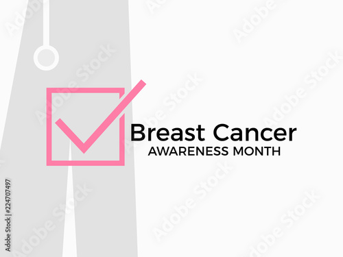 Breast Cancer Awareness Month. Medical Doctor Gown on background. Check mark symbol. Vector illustration