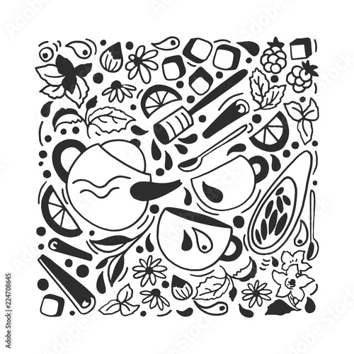 Vector abstract design. Natural herbal tea