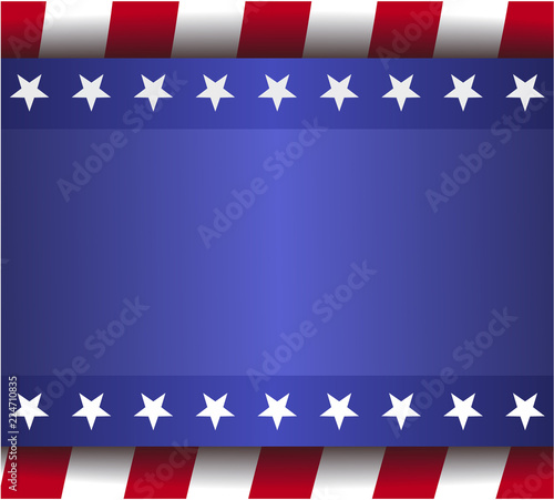 banner blue background, red stripes, white stars usa