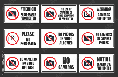 no photo sign, photography prohibited signboard, no camera