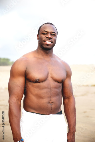 Black man is smilling in vacation period