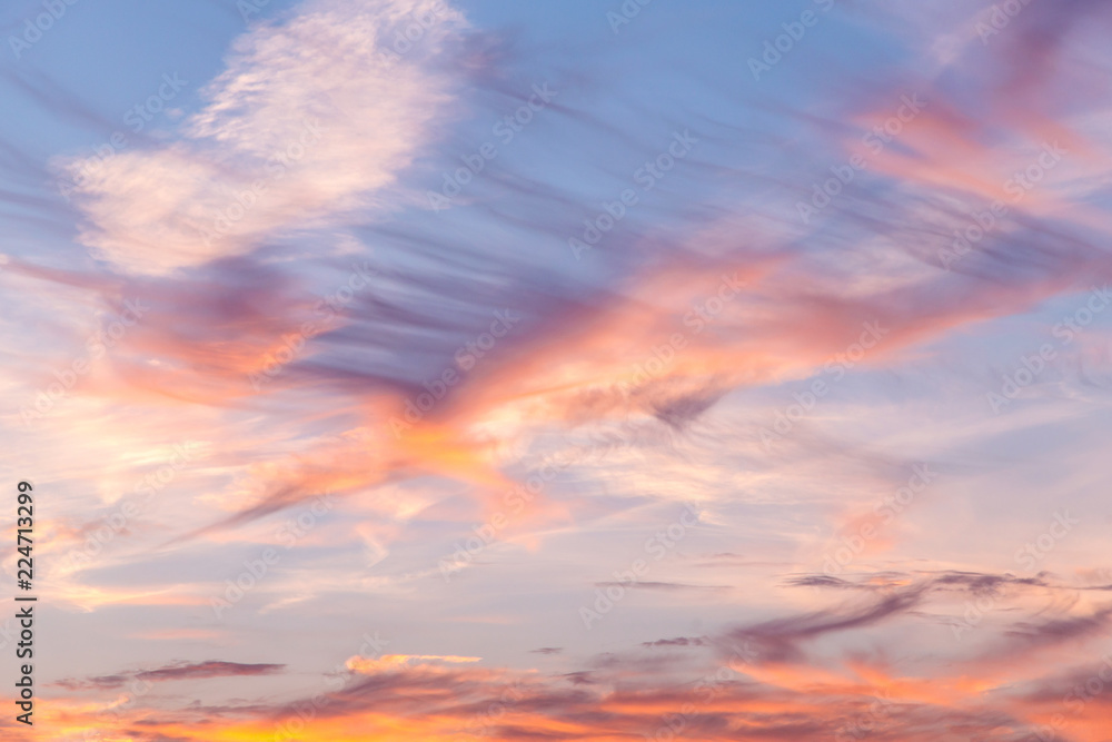 Beautiful sunrise soft sky with clouds background	