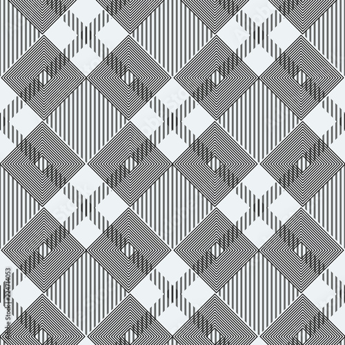 Plaid checkered tartan seamless pattern in black and white colors. Vector