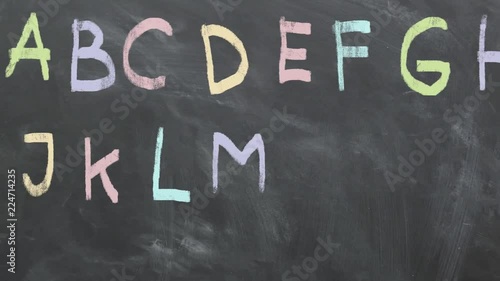 Alphabet Animation On Chalkboard. Ideal For Your School / Education / Alphabet Related Projects. High Quality Animation. 1080p 60fps